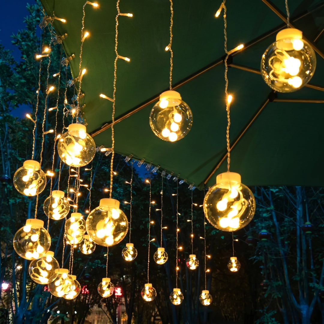 LED Curtain Lights with Hanging Glass Balls for Indoor and Outdoor Use - LED Decorative Lights - Oaksoho