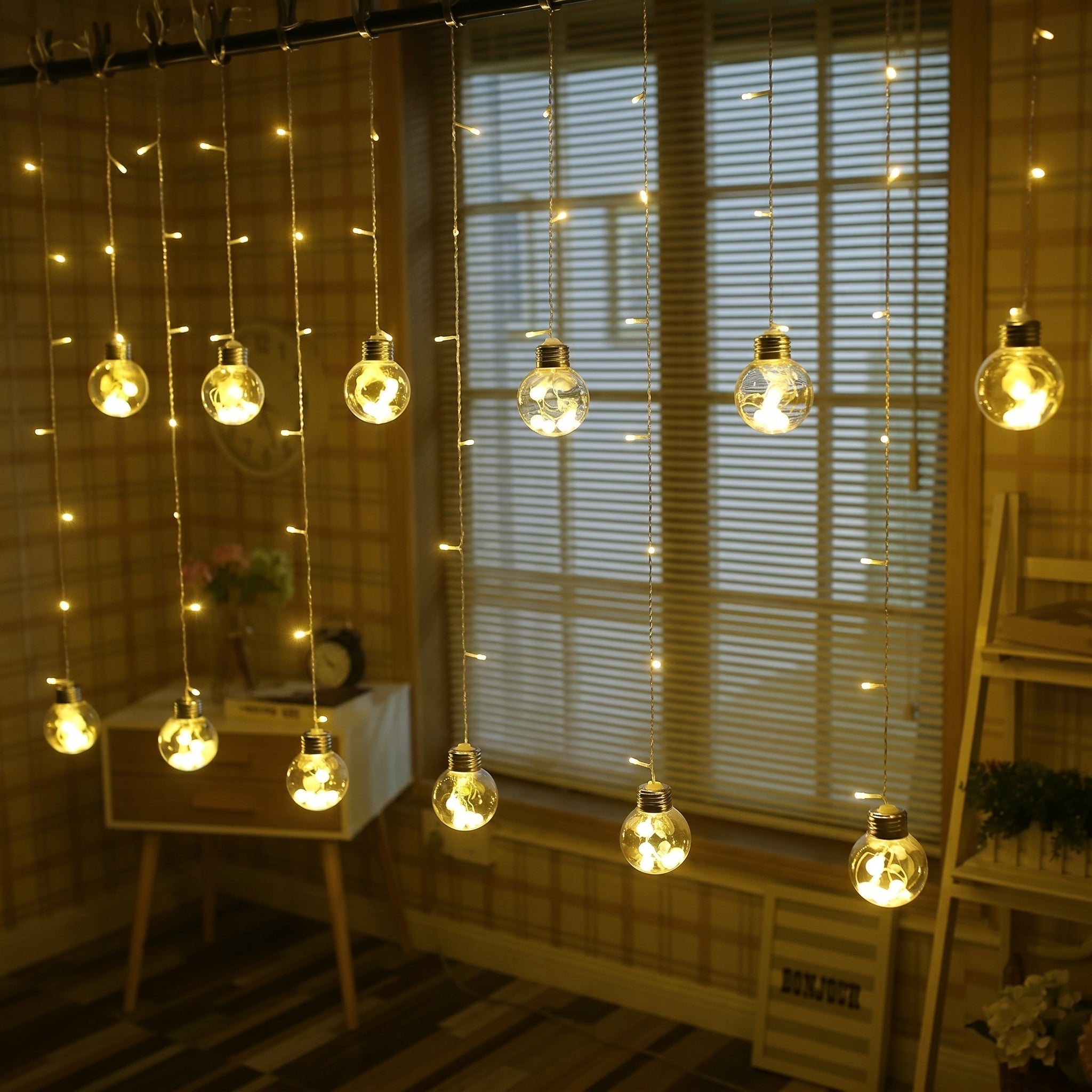 LED Curtain Lights with Hanging Glass Balls for Indoor and Outdoor Use - LED Decorative Lights - Oaksoho