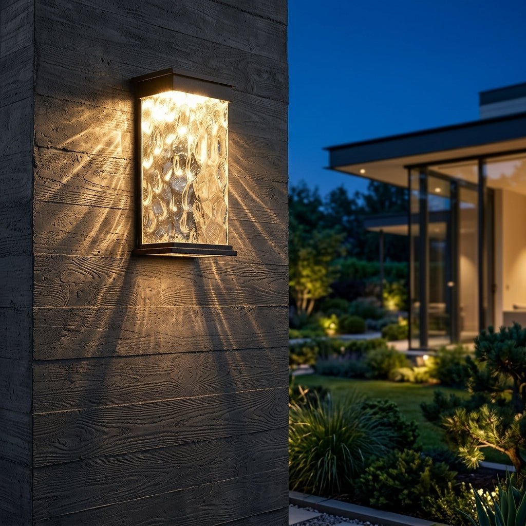 LED Outdoor Wall Light with Water Wave Effect - Wall Light - Rechargeable - Oaksoho