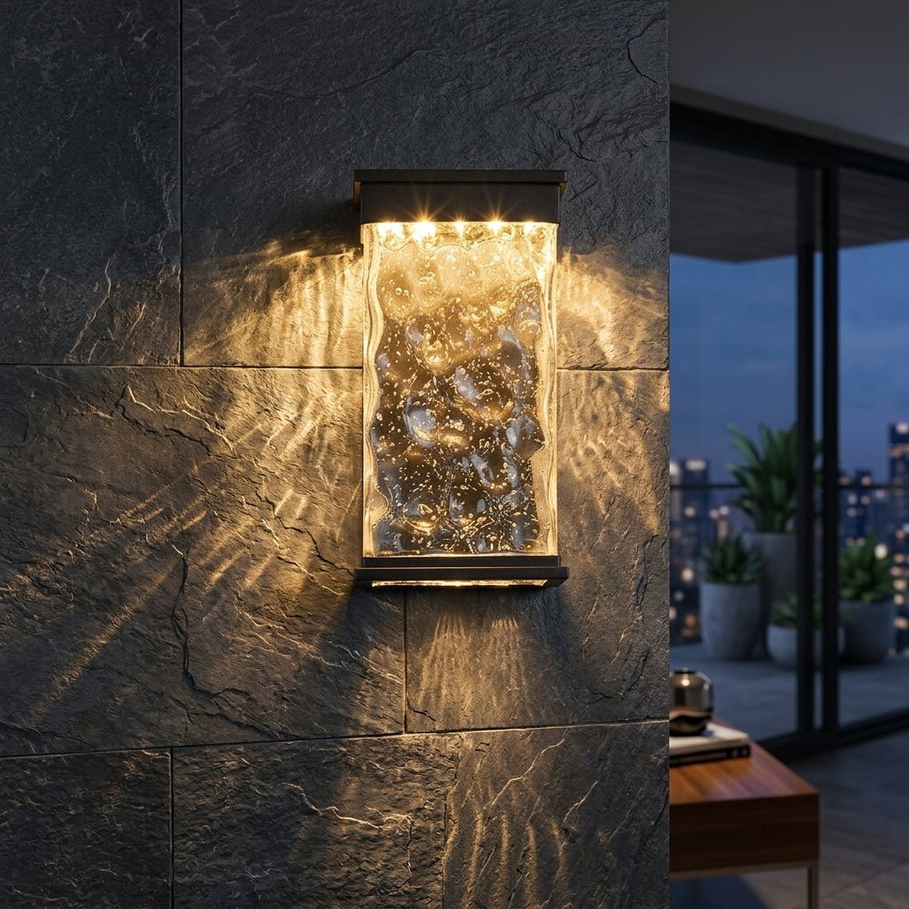 LED Outdoor Wall Light with Water Wave Effect - Wall Light - Solar - Oaksoho