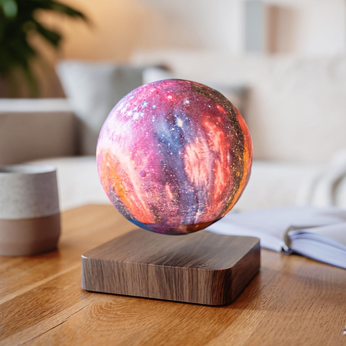 Levitating Galaxy Sphere Lamp with Wooden Base - Table Lamps - Oaksoho