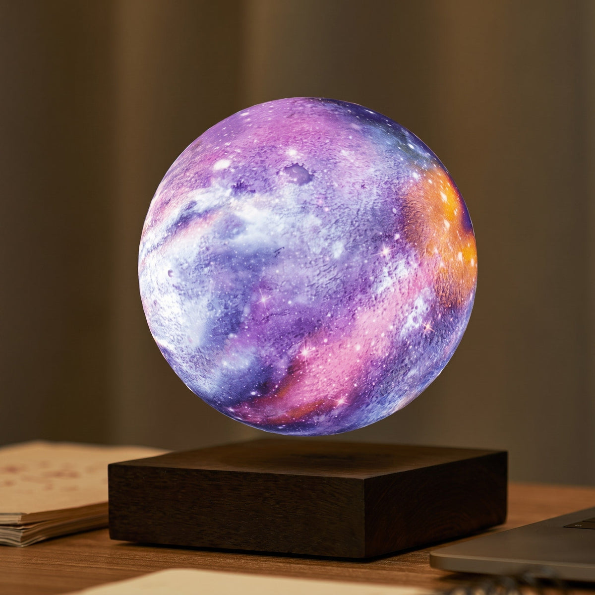 Levitating Galaxy Sphere Lamp with Wooden Base - Table Lamps - Oaksoho