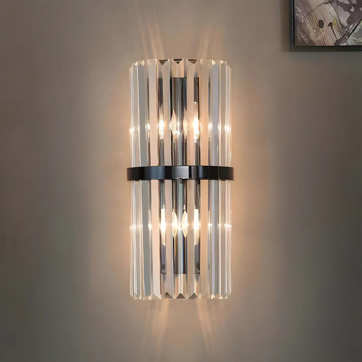 Luxurious Crystal Wall Light with Metal Frame - Wall Light - Black - Oaksoho