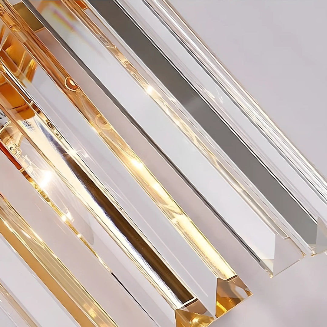 Luxurious Crystal Wall Light with Metal Frame - Wall Light - Gold - Oaksoho