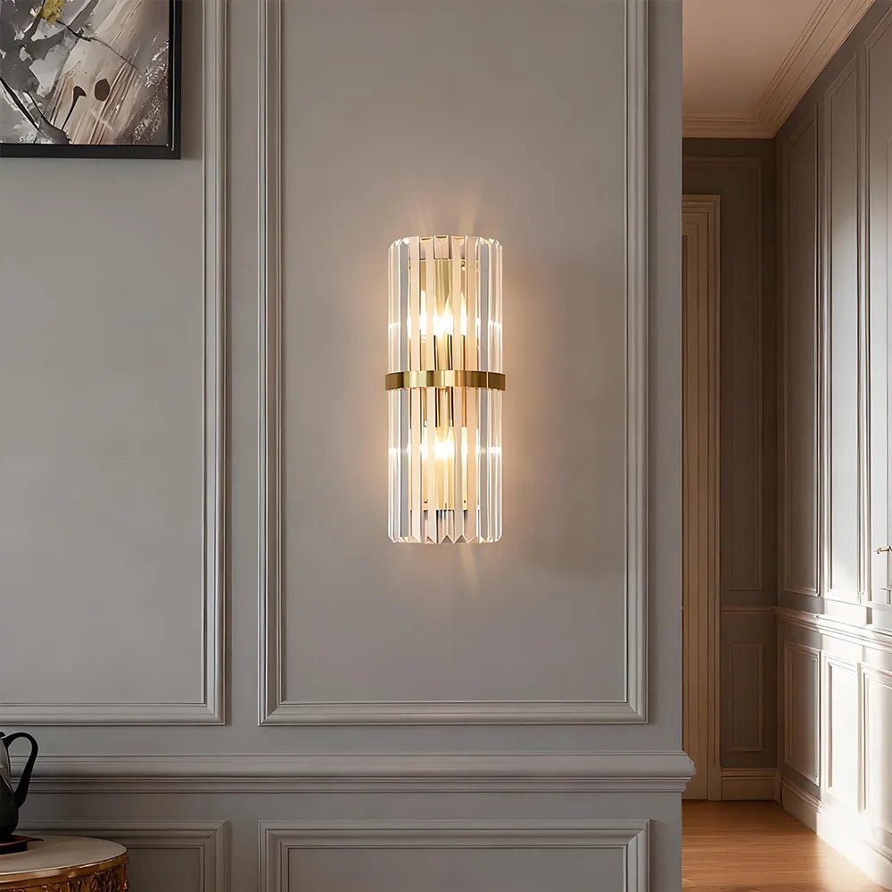 Luxurious Crystal Wall Light with Metal Frame - Wall Light - Gold - Oaksoho