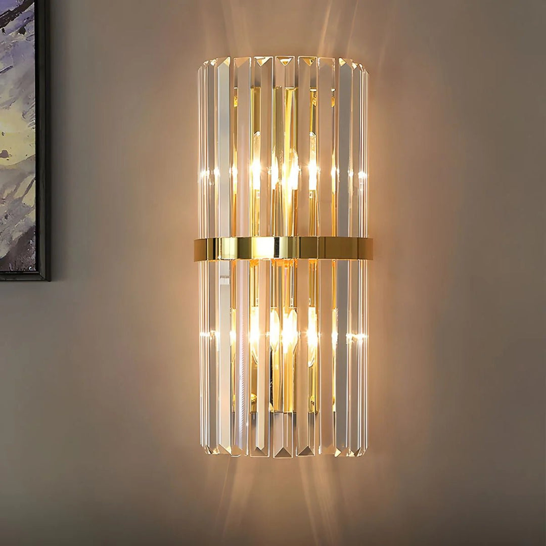 Luxurious Crystal Wall Light with Metal Frame - Wall Light - Gold - Oaksoho