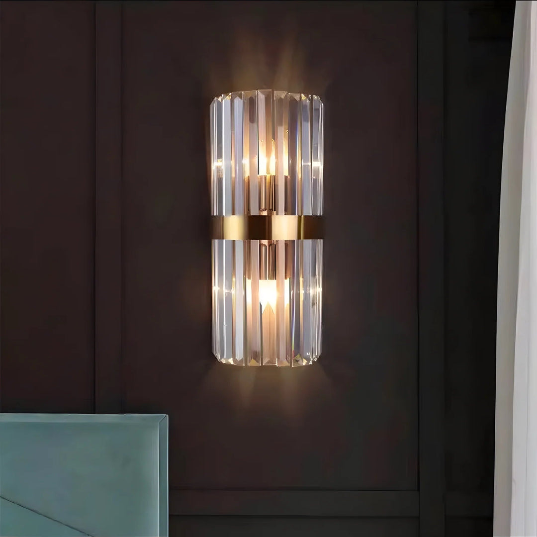 Luxurious Crystal Wall Light with Metal Frame - Wall Light - Gold - Oaksoho