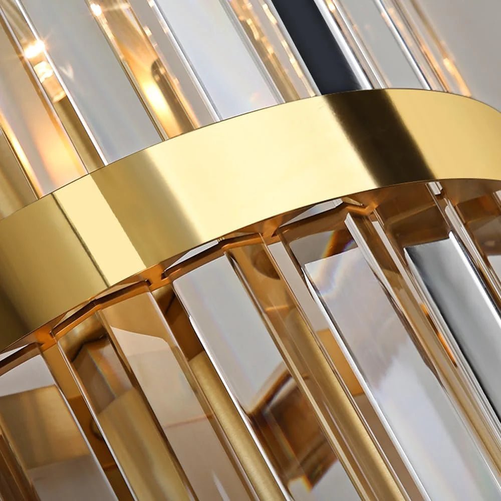 Luxurious Crystal Wall Light with Metal Frame - Wall Light - Gold - Oaksoho