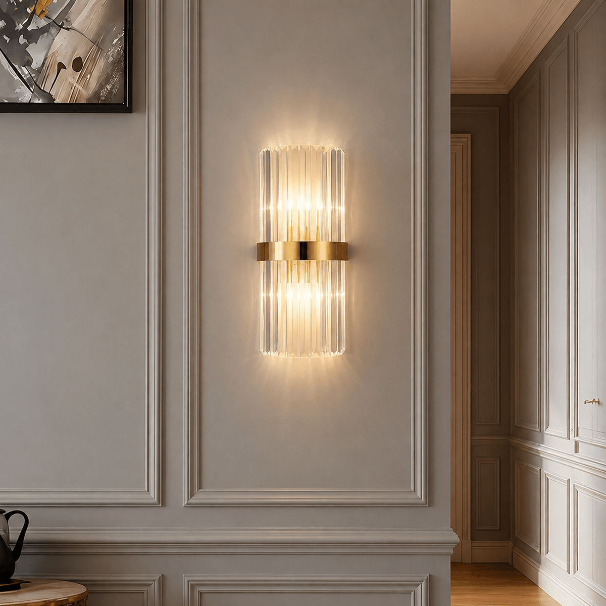 Luxurious Crystal Wall Light with Metal Frame - Wall Light Fixtures - Gold - Oaksoho