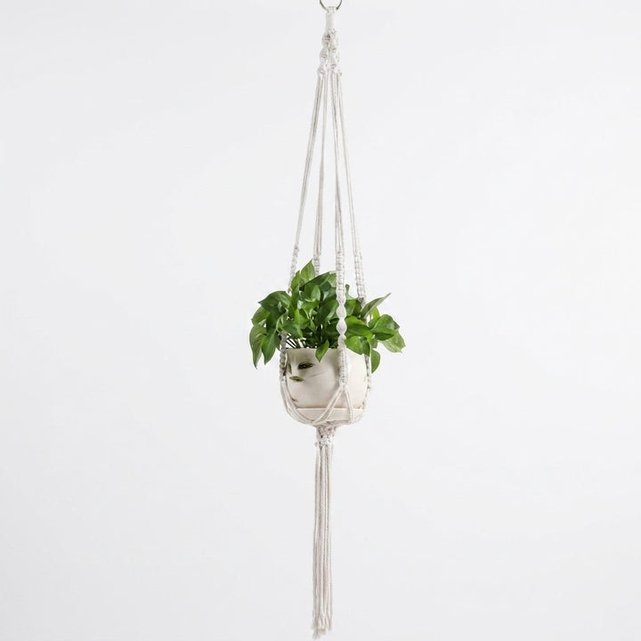 Macramé Plant Hanger Knotted with Twisted Cord Design - Plant Hanger - Ring - Oaksoho