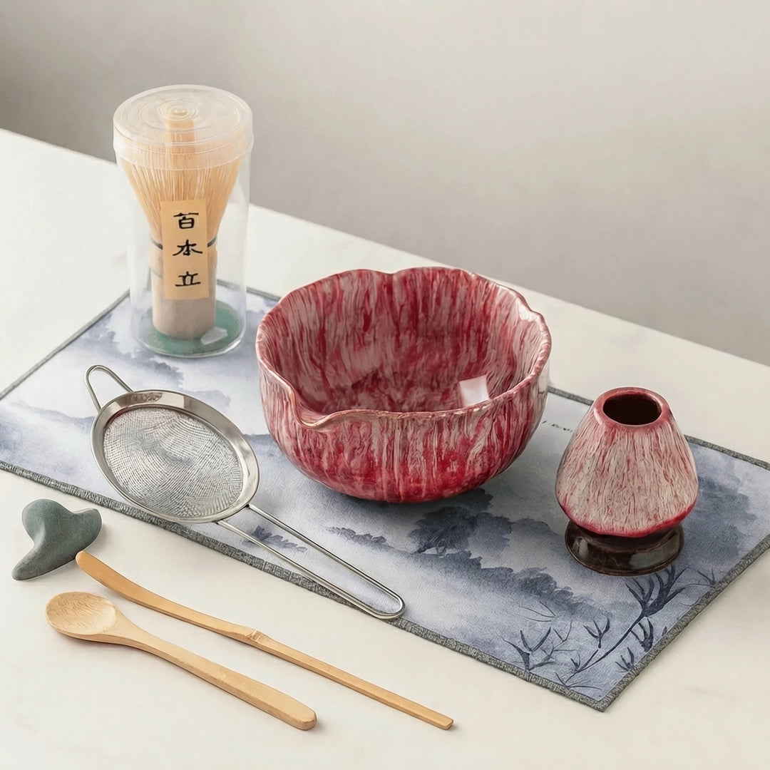 Matcha Set with Bowl and Accessories - Tableware Set - Pink - Oaksoho
