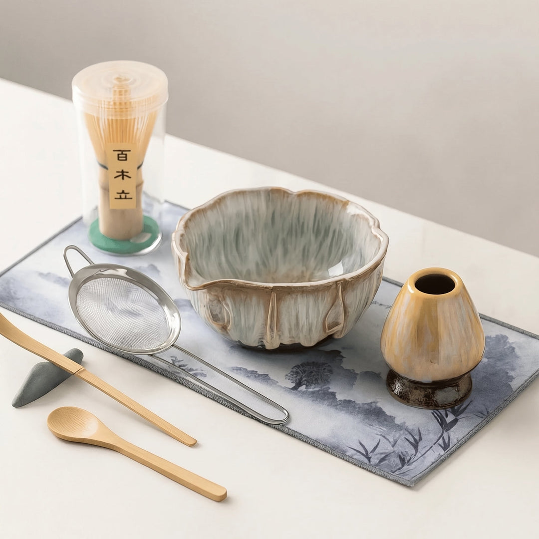 Matcha Set with Bowl and Accessories - Tableware Set - Beige - Oaksoho