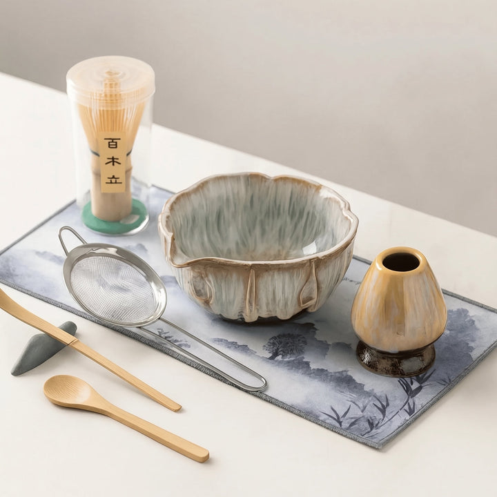 Matcha Set with Bowl and Accessories - Tableware Set - Beige - Oaksoho