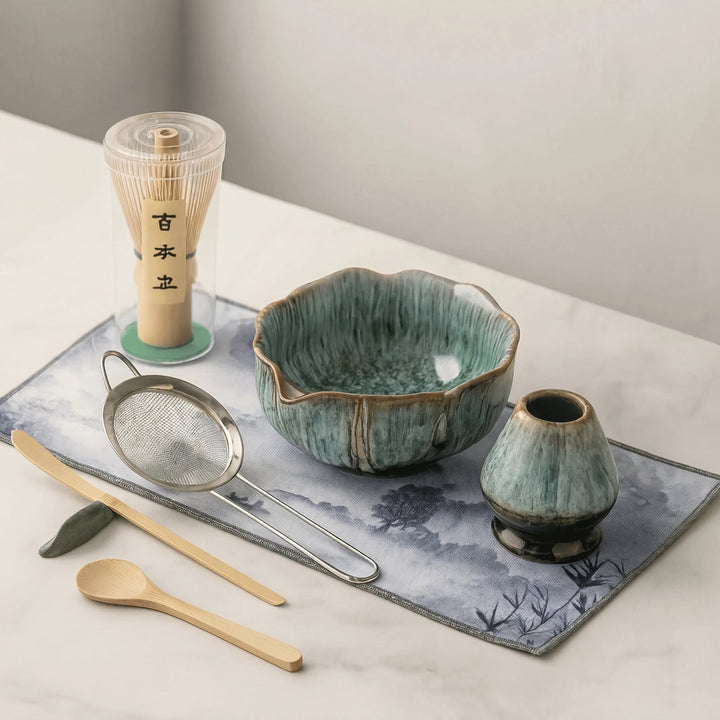 Matcha Set with Bowl and Accessories - Tableware Set - Blue - Oaksoho