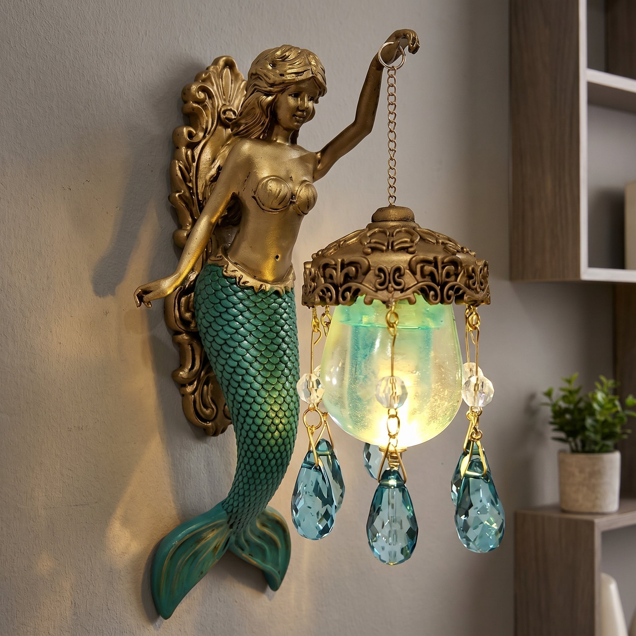 Mermaid Wall Light with Pendant Lantern - Wall Light - Oaksoho