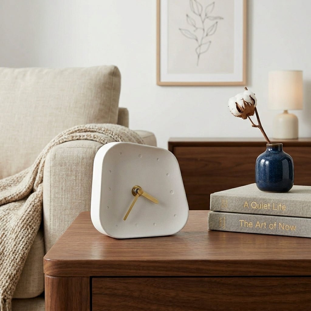 Minimalist Asymmetric Desk Clock - Desk Clock - White - Oaksoho