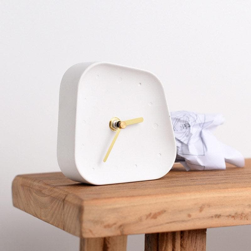 Minimalist Asymmetric Desk Clock - Desk Clock - White - Oaksoho