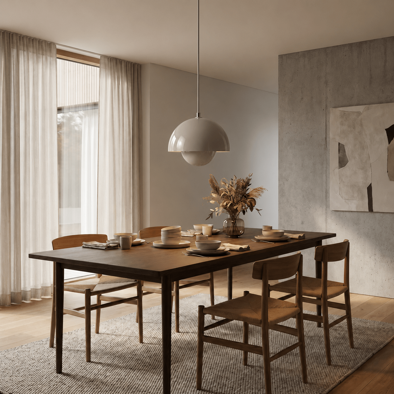 Minimalist Pendant Light Semi-Spherical Shape - Pendant Light - Light Grey - Oaksoho