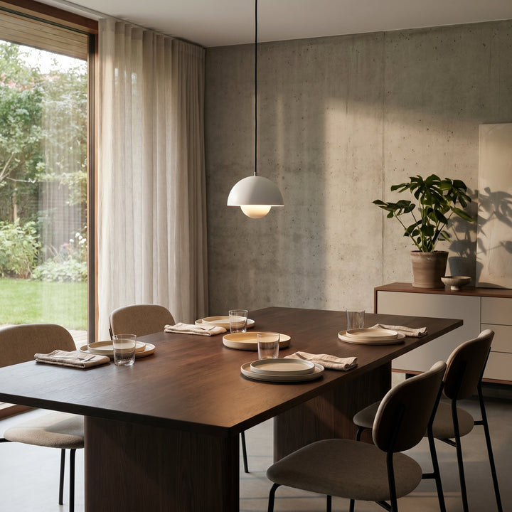 Minimalist Pendant Light Semi - Spherical Shape - Pendat Light - White - Oaksoho