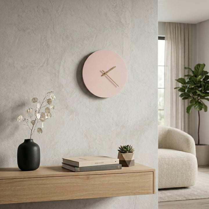 Minimalist Round Wall Clock without Numbers - Wall Clock - Pink - Oaksoho