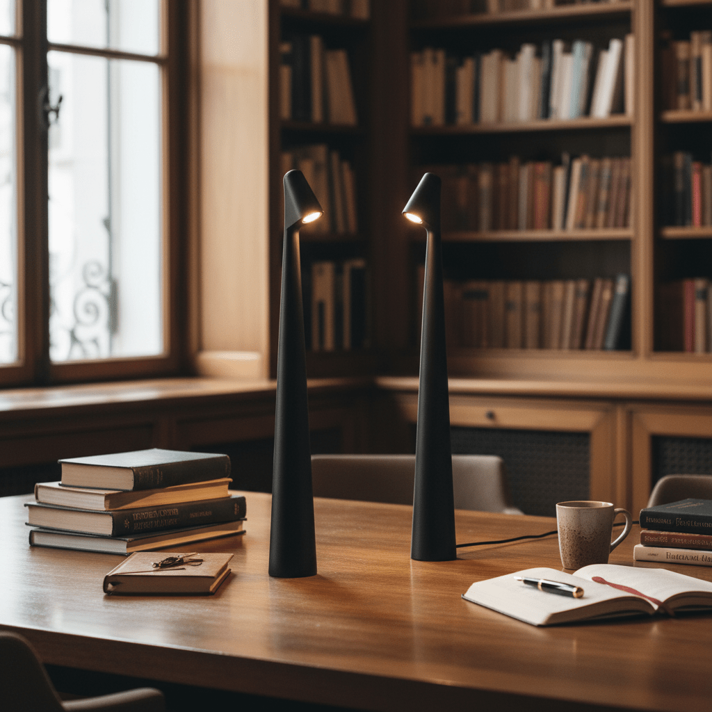 Minimalist Scandinavian Design Cordless LED Table Lamp - Table Lamps - Black - Oak Soho