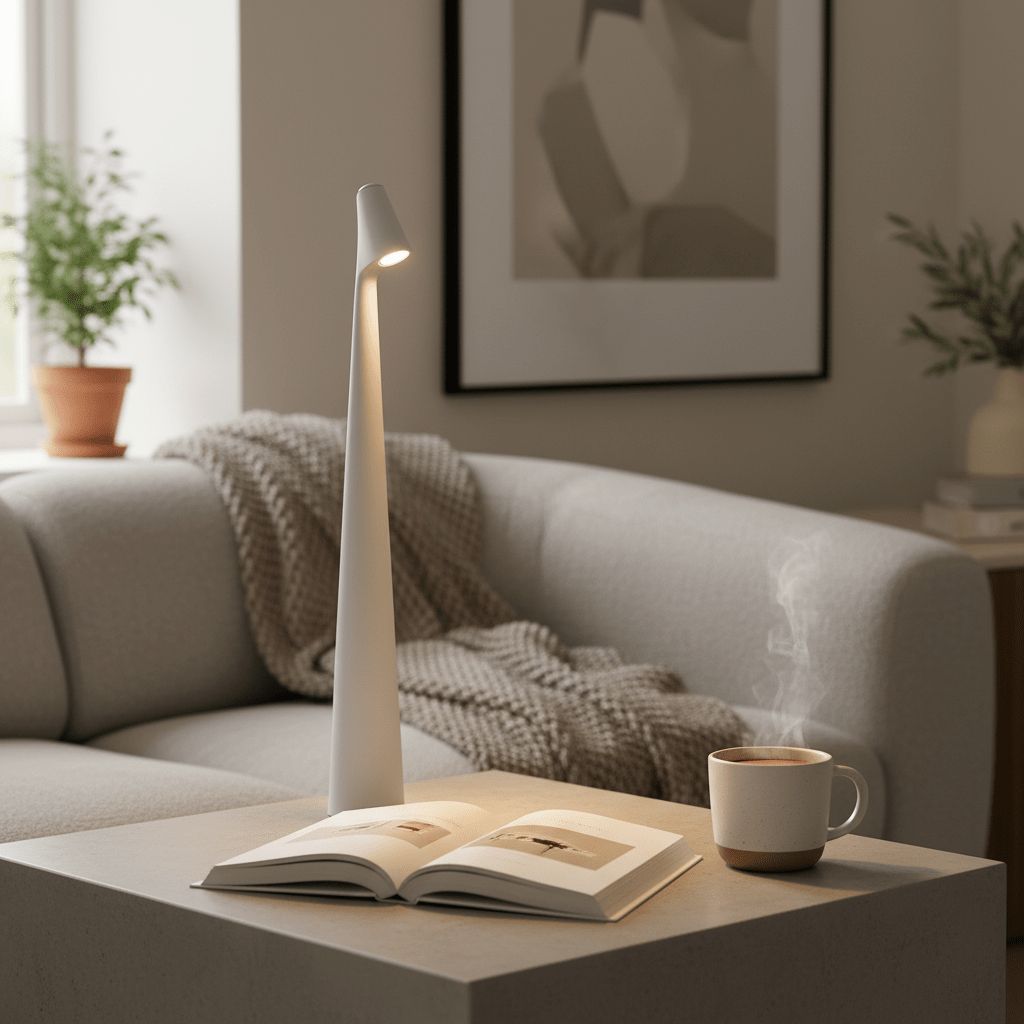 Minimalist Scandinavian Design Cordless LED Table Lamp - Table Lamps - White - Oak Soho