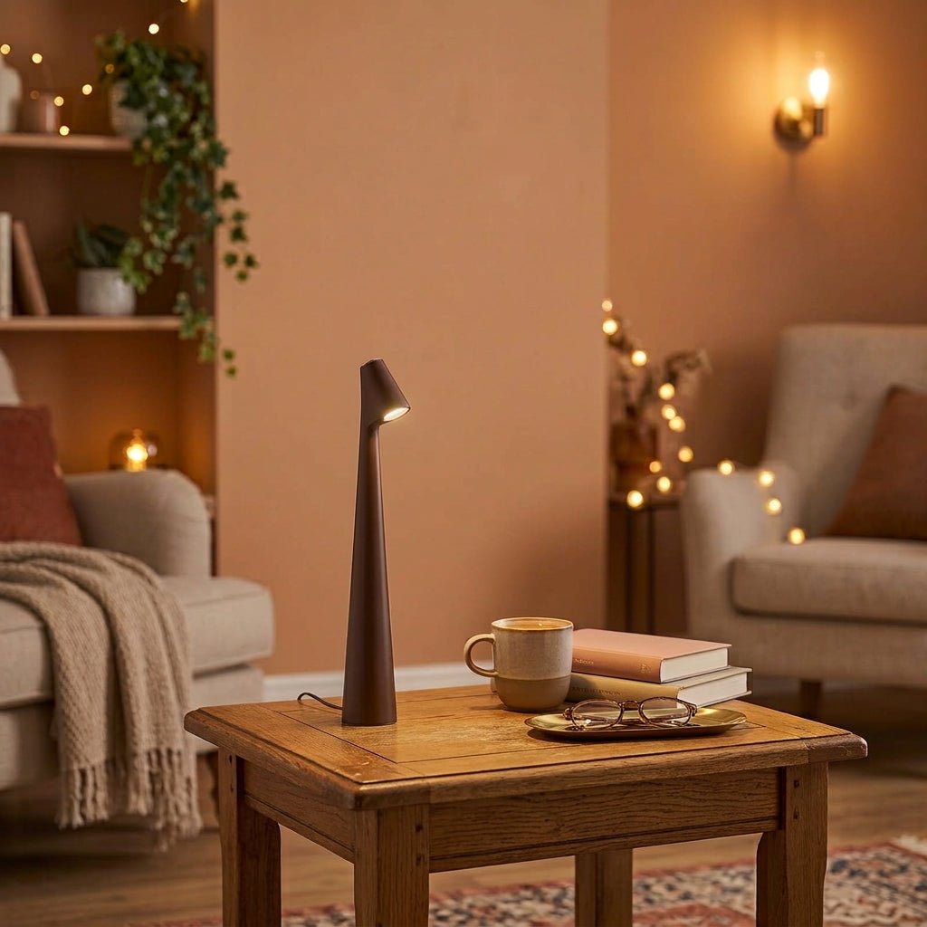 Minimalist Scandinavian Design Cordless LED Table Lamp - Table Lamps - Brown - Oak Soho