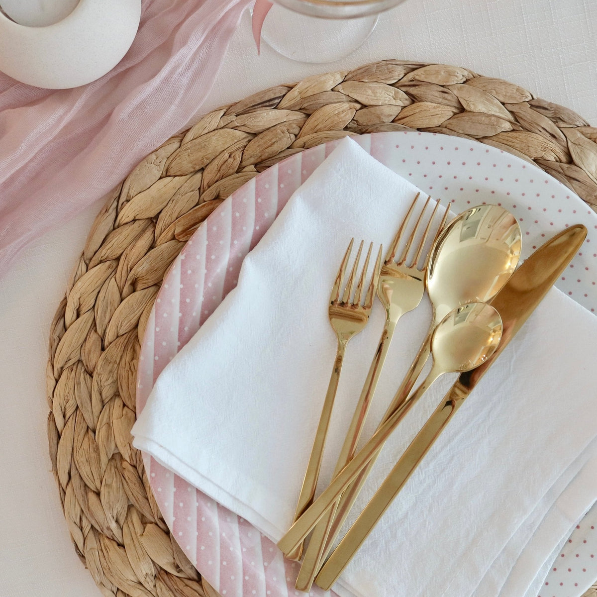 Minimalist Stainless Steel Cutlery Set 30-Piece - Kitchen Utensils - Gold - Oaksoho