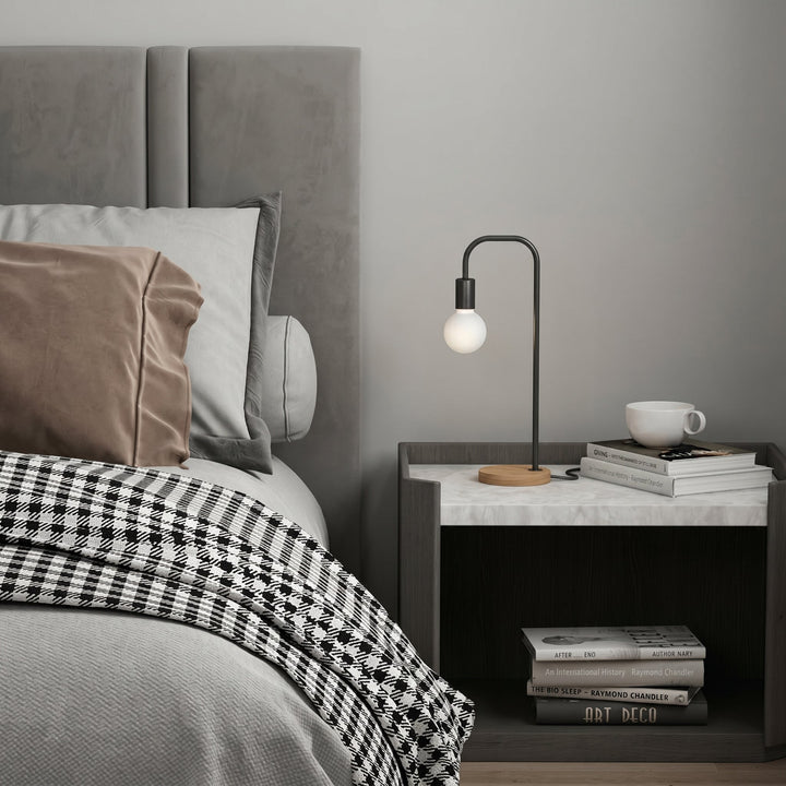 Minimalist Table Lamp with Curved Metal Arm - Table Lamp - Oaksoho