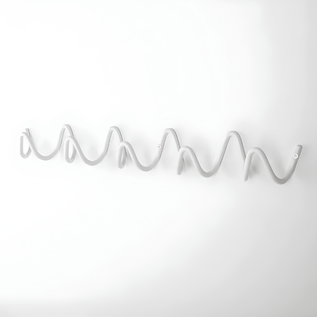 Minimalist Wall Coat Rack with Modern Metal Design - Hooks - White - Oaksoho