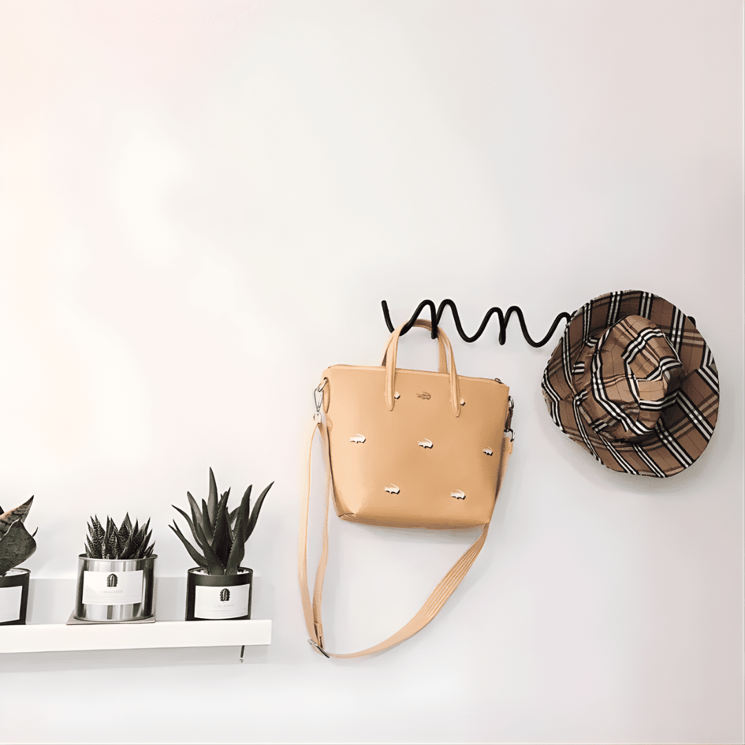 Minimalist Wall-Mounted Coat Rack with Modern Metal Design - Coat & Hat Racks - Black - Oaksoho