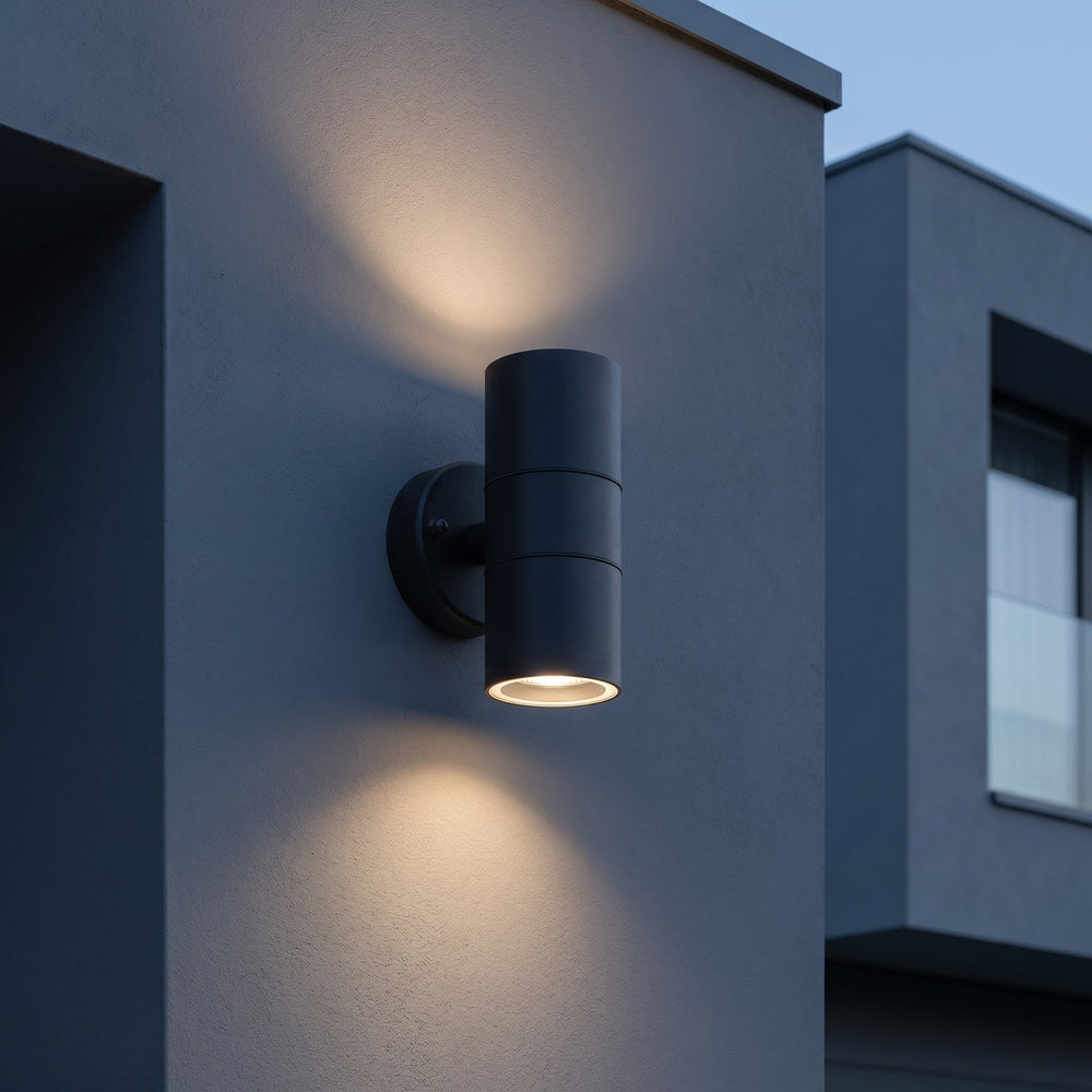 Modern Cylindrical LED Outdoor Wall Light with Up and Down Lighting - Wall Light - Oaksoho