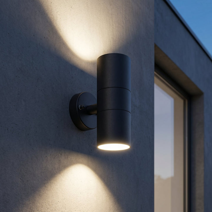 Modern Cylindrical LED Outdoor Wall Light with Up and Down Lighting - Wall Light - Oaksoho