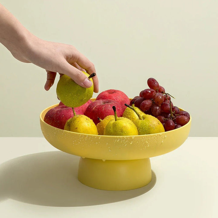 Modern decorative fruit bowl on a raised base - Serving Bowl - Yellow - Oaksoho