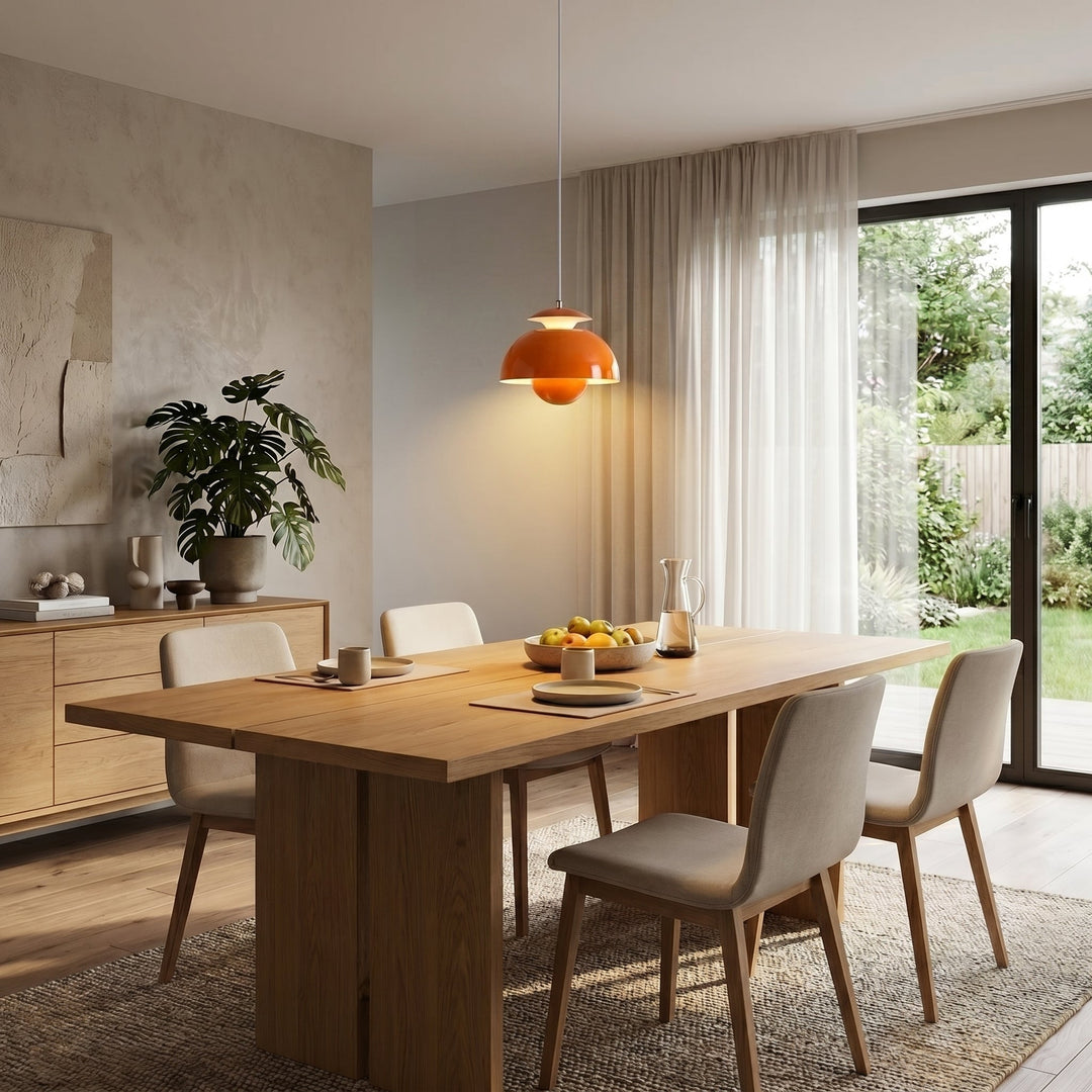 Modern Dome Pendant Light in Danish Design - Pendat Light - Orange - Oaksoho