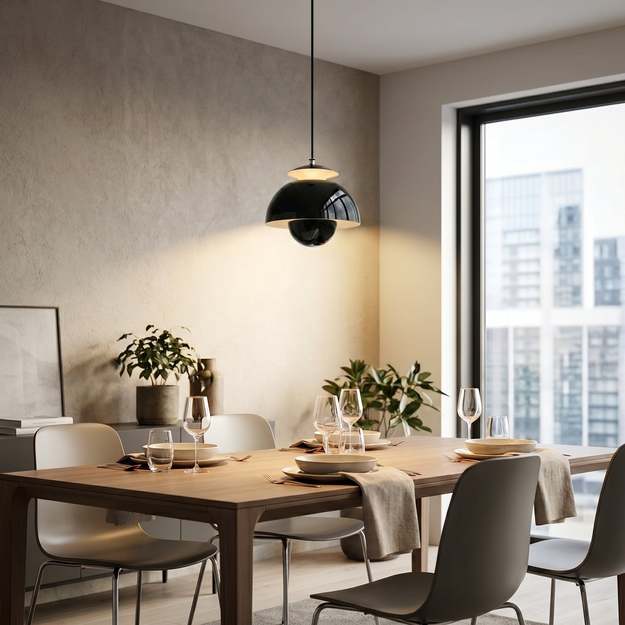 Modern Dome Pendant Light in Danish Design - Pendat Light - Black - Oaksoho