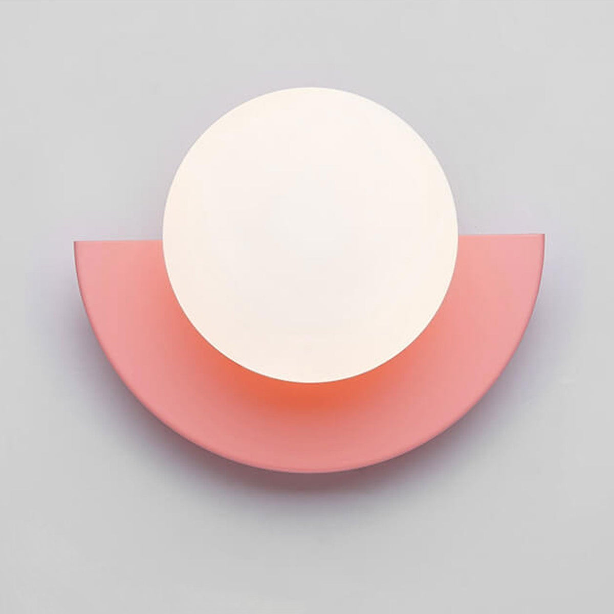 Modern Half Moon Wall Lamp with Sphere Glass Shade - Wall Light Fixtures - Pink - Oak Soho