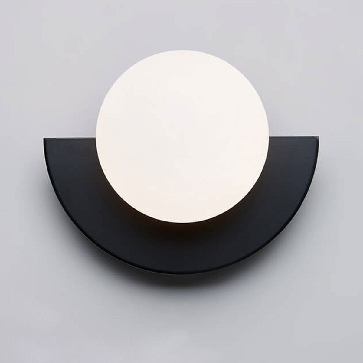 Modern Half Moon Wall Lamp with Sphere Glass Shade - Wall Light Fixtures - Black - Oak Soho
