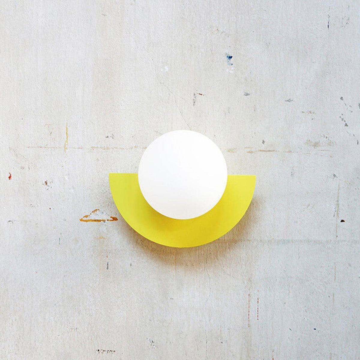 Modern Half Moon Wall Lamp with Sphere Glass Shade - Wall Light Fixtures - Yellow - Oak Soho