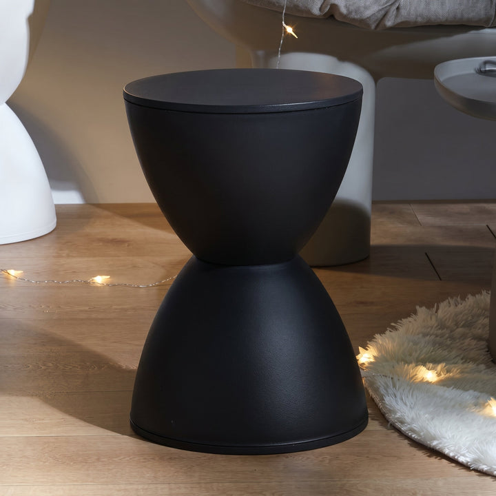 Modern Hourglass-Shaped Side Table Stool - Stool - Black - Oaksoho