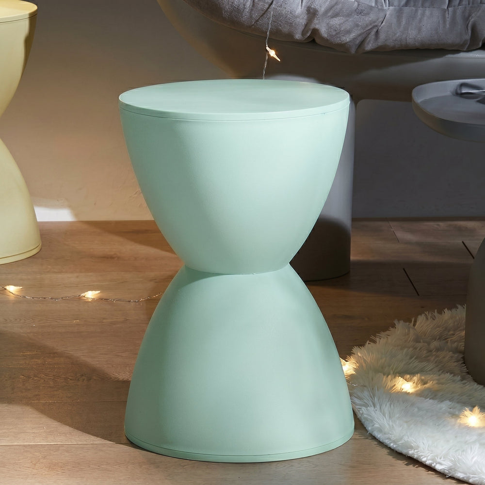 Modern Hourglass-Shaped Side Table Stool - Stool - Mint Green - Oaksoho