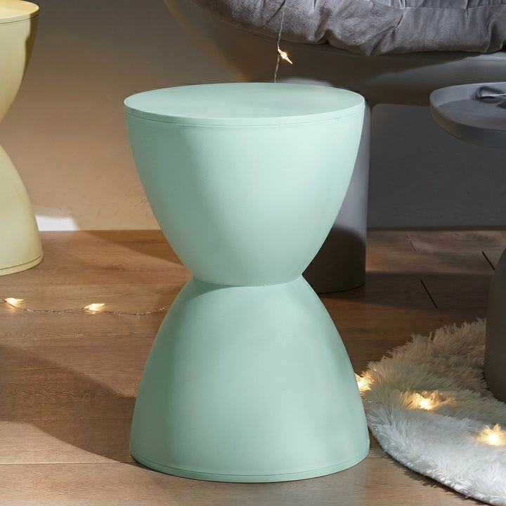Modern Hourglass-Shaped Side Table Stool - Stool - Mint Green - Oaksoho