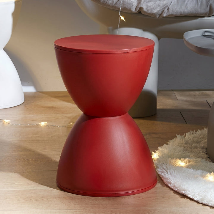 Modern Hourglass-Shaped Side Table Stool - Stool - Red - Oaksoho