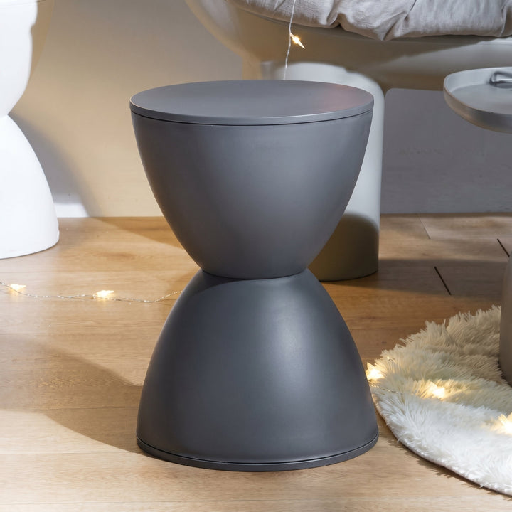 Modern Hourglass-Shaped Side Table Stool - Stool - Grey - Oaksoho