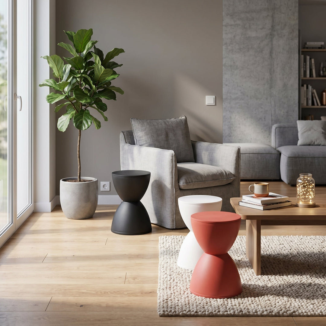 Modern Hourglass-Shaped Side Table Stool - Stool - Black - Oaksoho