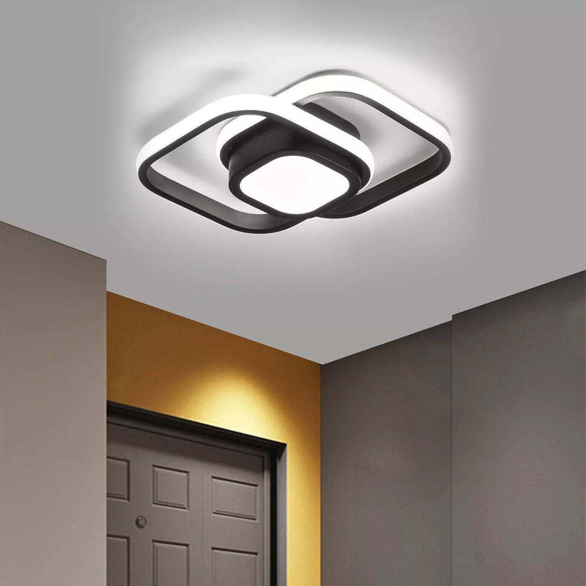 Modern Interlocking Ring LED Ceiling Light Fixture - Ceiling Light Fixtures - Black - Oak Soho