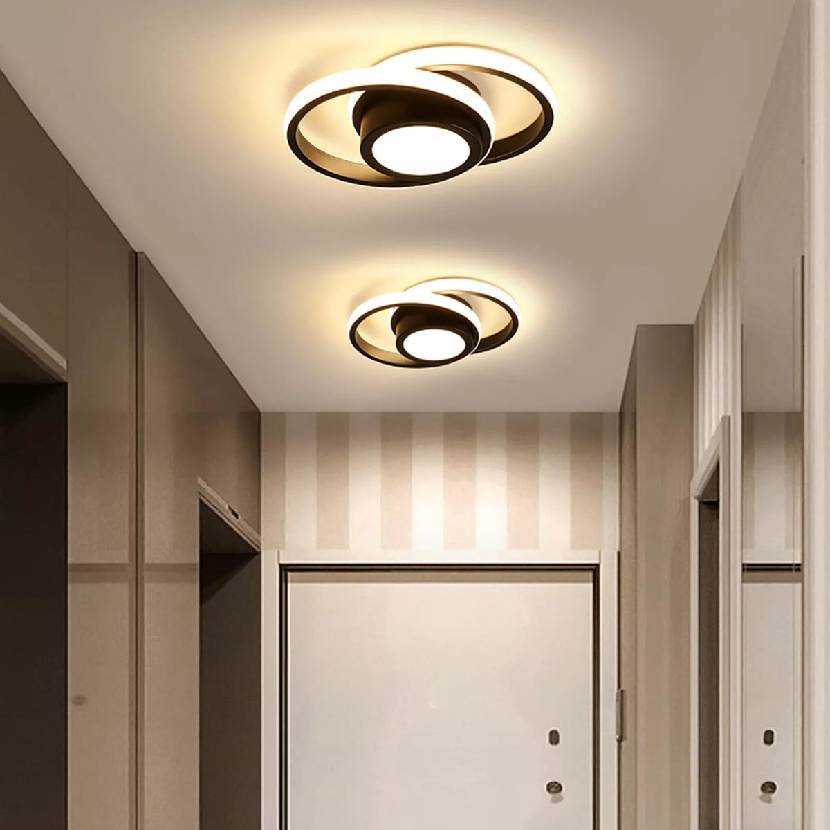 Modern Interlocking Ring LED Ceiling Light Fixture - Ceiling Light Fixtures - Black - Oak Soho