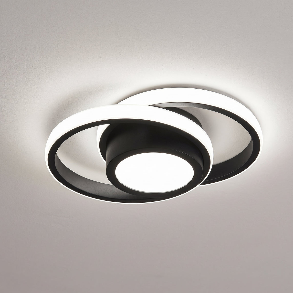 Modern Interlocking Ring LED Ceiling Light Fixture - Ceiling Light Fixtures - Black - Oak Soho