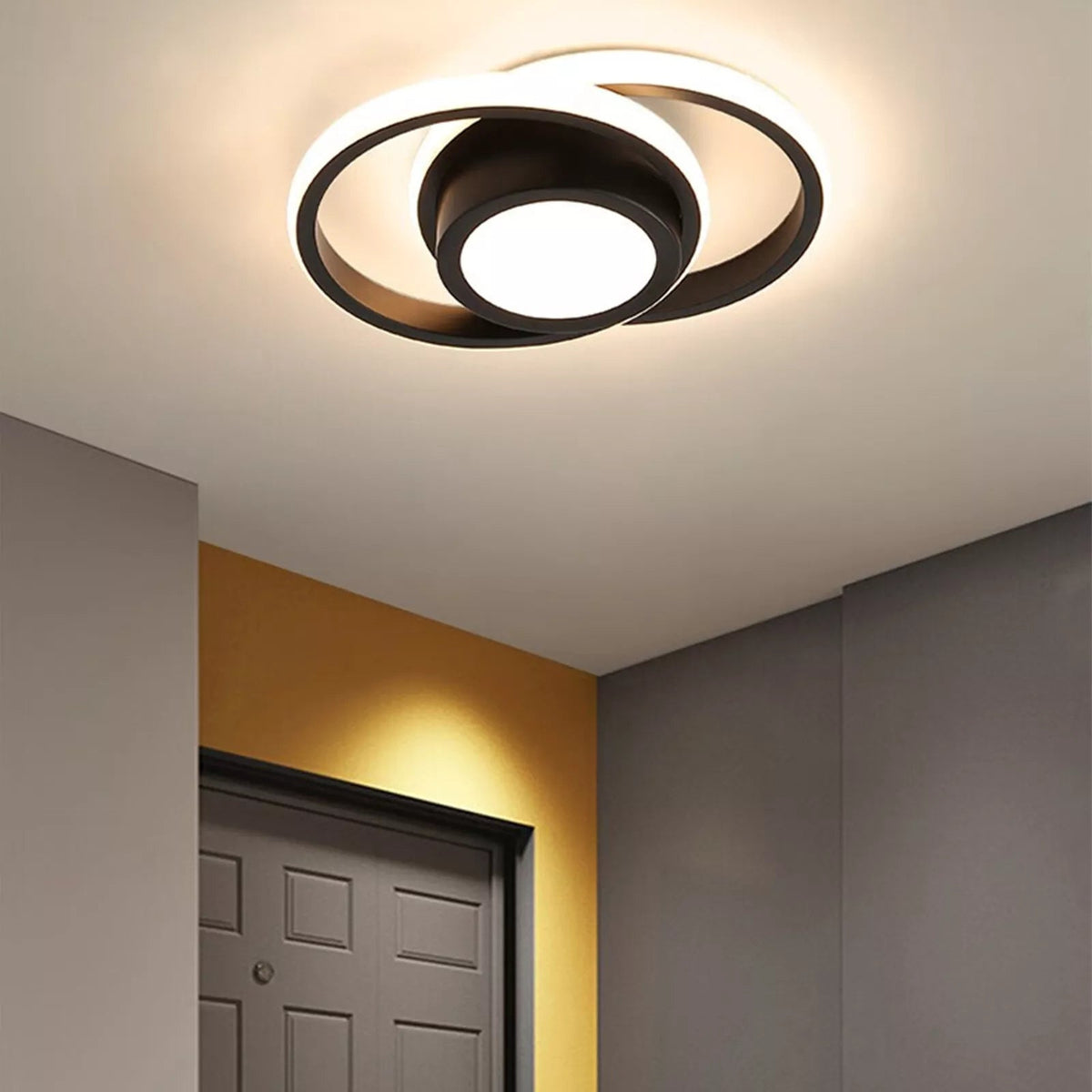Modern Interlocking Ring LED Ceiling Light Fixture - Ceiling Light Fixtures - Black - Oak Soho