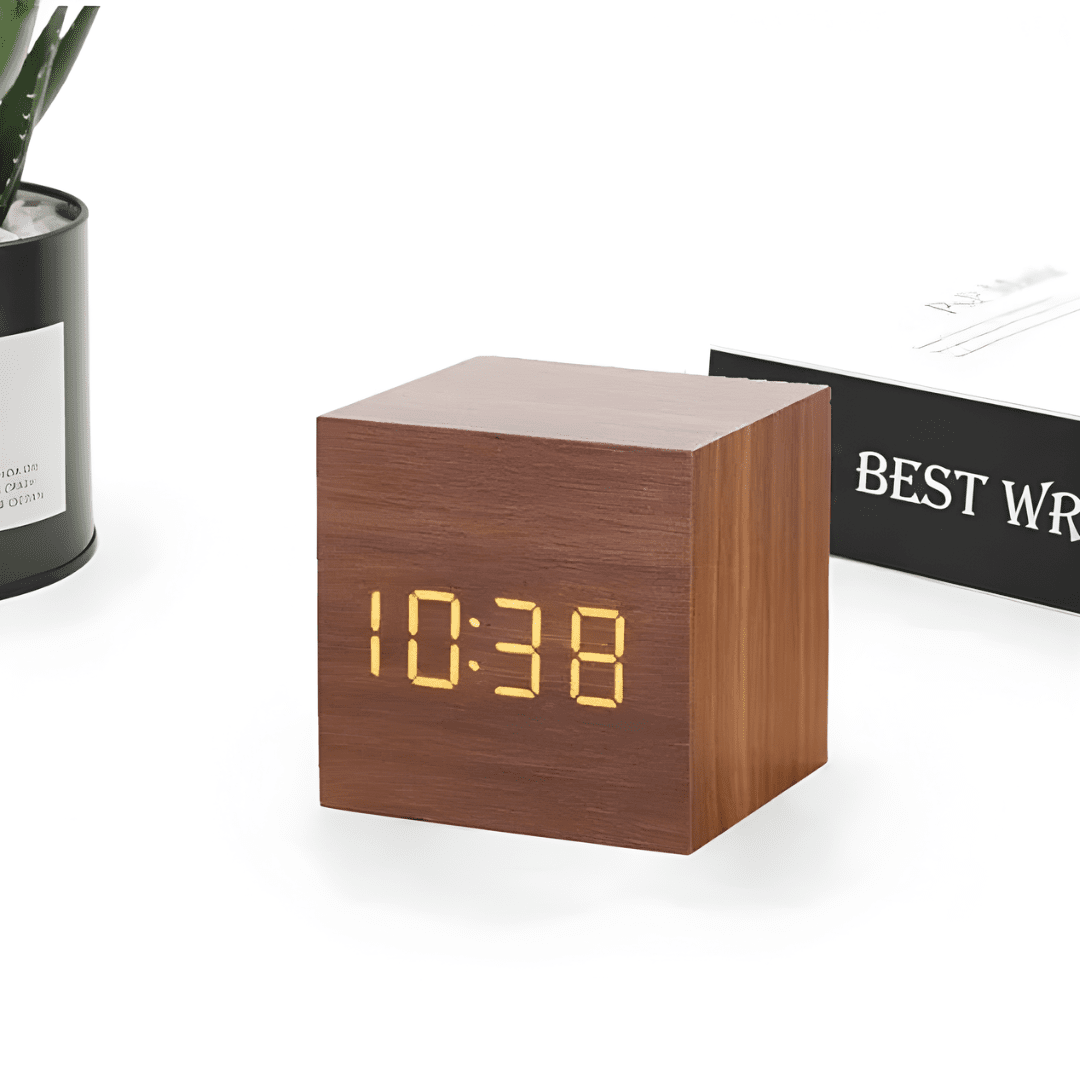 Modern LED Alarm Clock with Clear Display and Smart Features - Alarm Clock - Dark Brown - Oaksoho